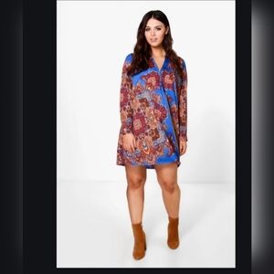 NWT Boohoo Plus Helena Wrap Shift Dress Sz 16